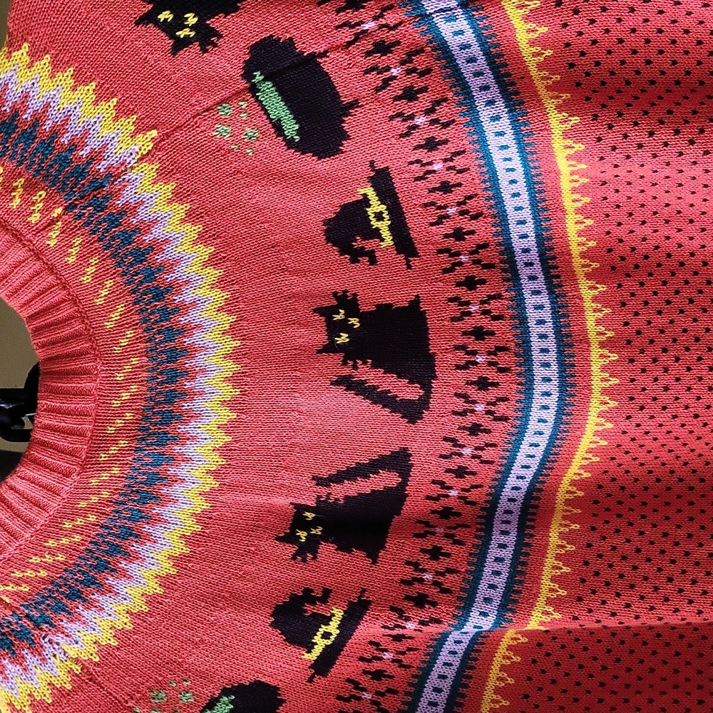NWT 🐈‍⬛ Witchy cat fair isle cardigan - halloween orange - Picture 8 of 12